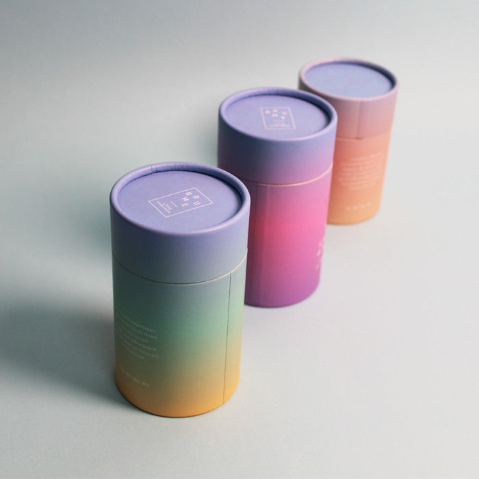 Boîte-cadeau fait sur commande vide de tube de carton de couleur avec le couvercle en métal