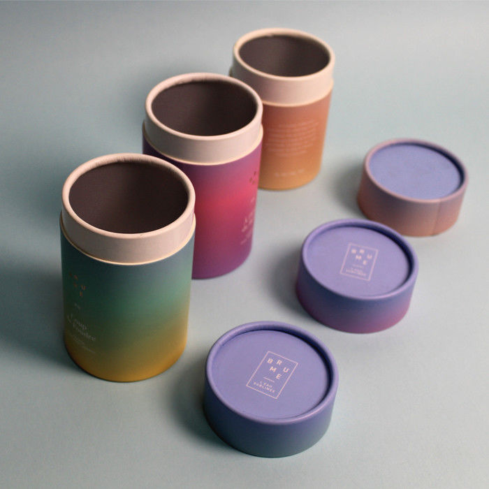 Boîte-cadeau fait sur commande vide de tube de carton de couleur avec le couvercle en métal