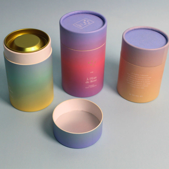 Boîte-cadeau fait sur commande vide de tube de carton de couleur avec le couvercle en métal