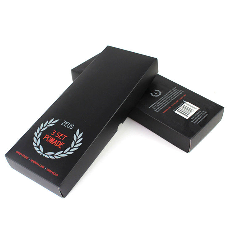 Pot cosmétique pliable de support noir de boîte d'emballage de baume à lèvres de paquet de 3 avec l'insertion de carton