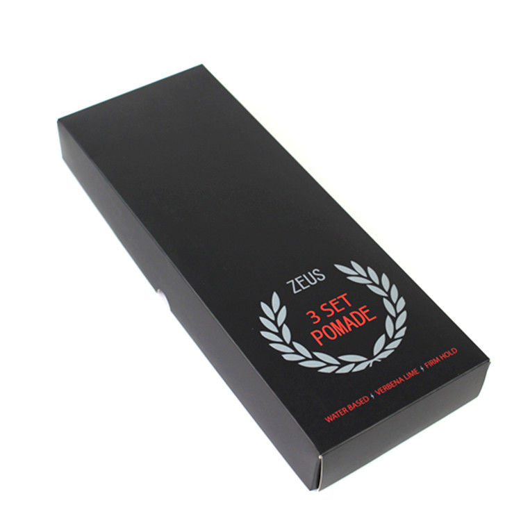 Pot cosmétique pliable de support noir de boîte d'emballage de baume à lèvres de paquet de 3 avec l'insertion de carton