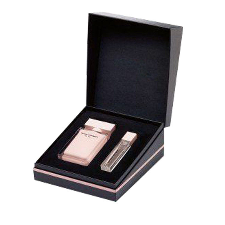 Boîtes de parfum noir rose pour cadeaux personnalisés avec couvercles et ruban magnétique
