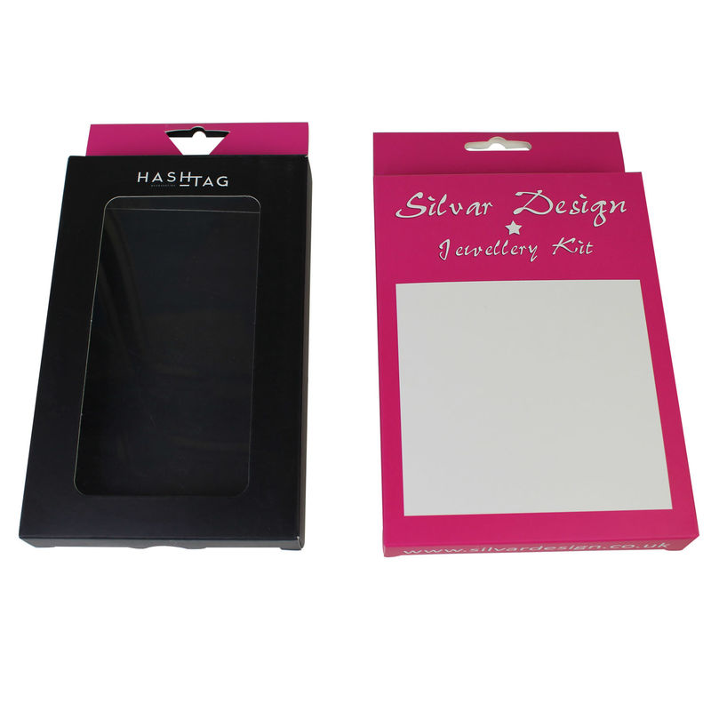 La boîte de papier faite sur commande au détail d'emballage de fenêtre a imprimé la couleur noire rouge avec Hagners