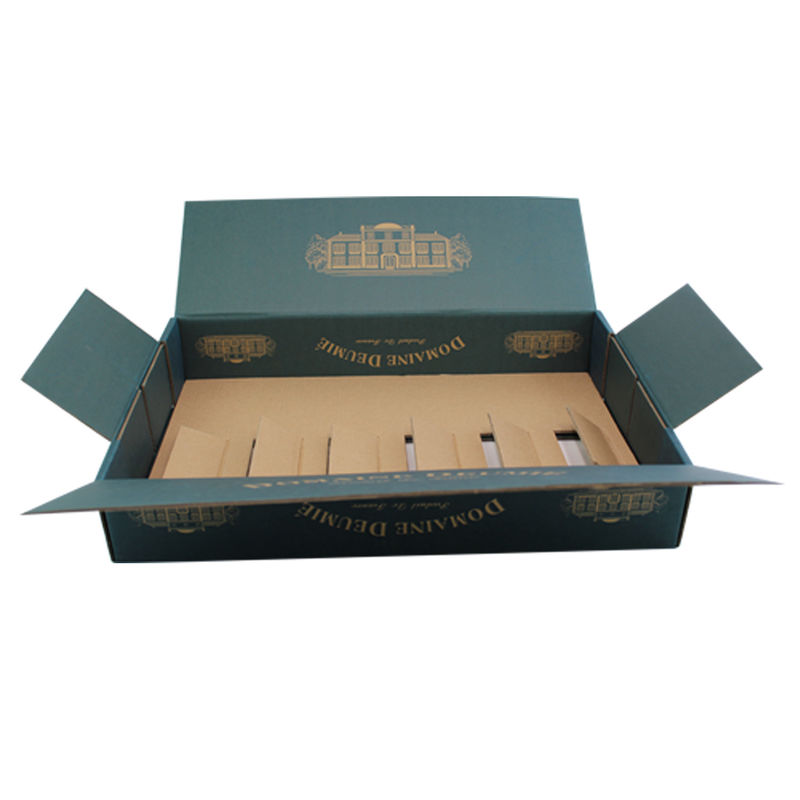 L'annonce faite sur commande forte enferme dans une boîte le bleu solide imprimé pour la bouteille en verre de vin de 6 paquets