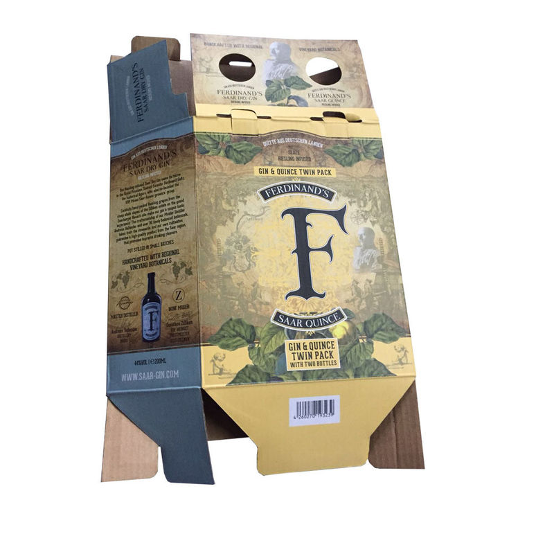 L'emballage fait sur commande de boîte de carton se pliant a imprimé polychrome pour les vins jumeaux de paquet