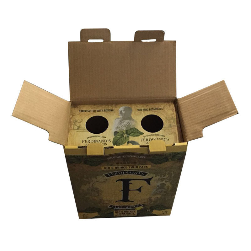 L'emballage fait sur commande de boîte de carton se pliant a imprimé polychrome pour les vins jumeaux de paquet