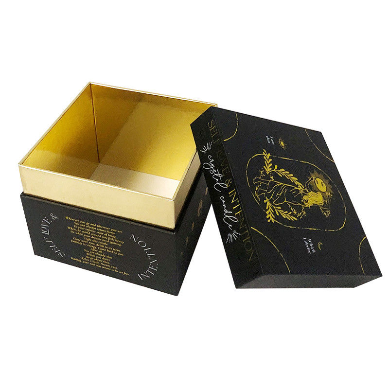 Boîte de luxe rigide noire de bougie empaquetant les boîtes faites sur commande de Papier d'emballage Tealight