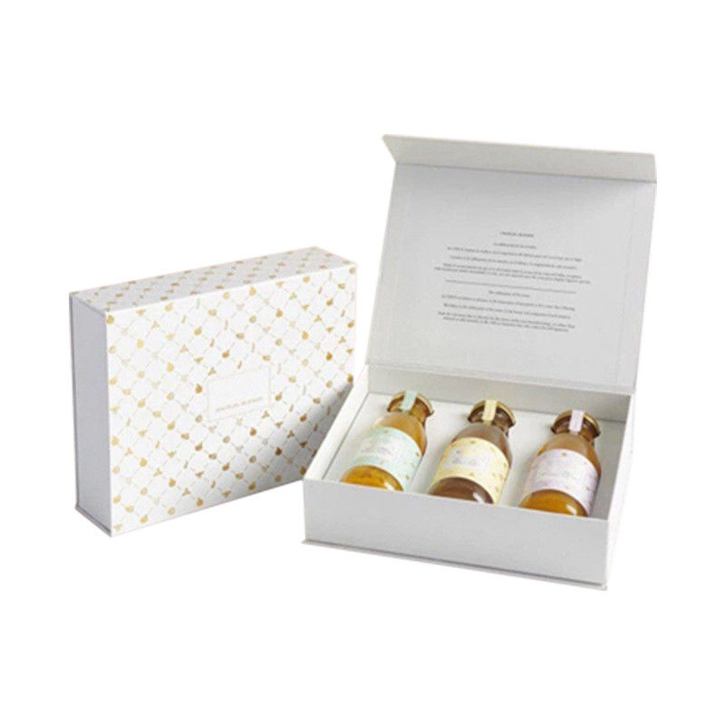 Boîte cadeau blanche Impression personnalisée en couleur rigide pour les huiles essentielles 3 emballages