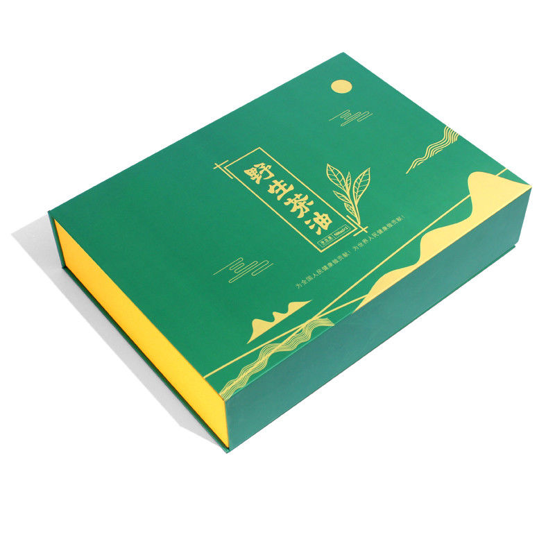 Boîte d'emballage cadeau magnétique verte faite pour les produits de thé avec conception personnalisée près de moi
