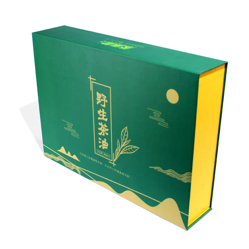 Boîte d'emballage cadeau magnétique verte faite pour les produits de thé avec conception personnalisée près de moi