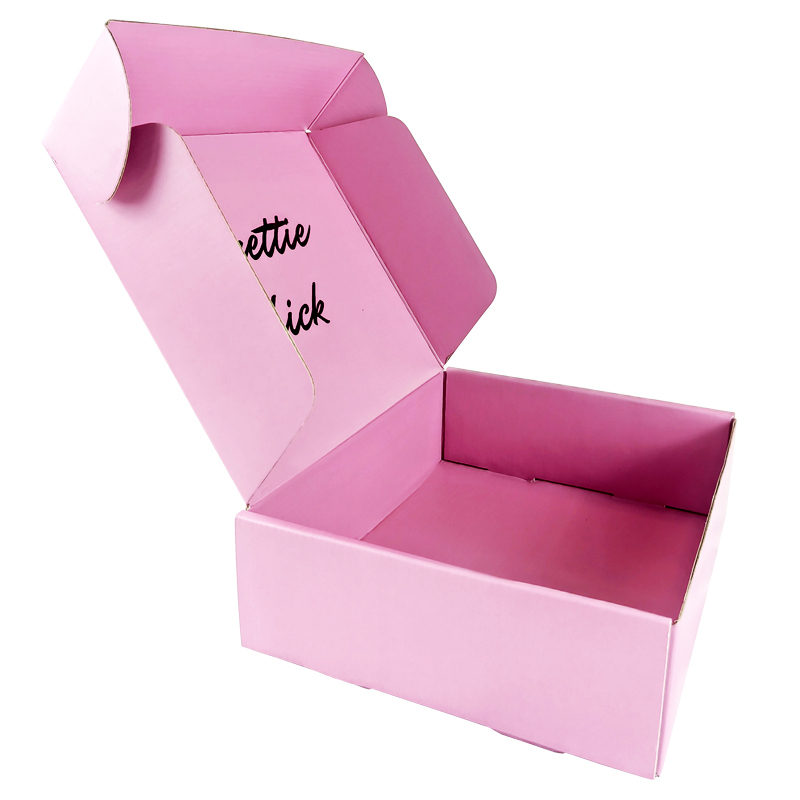Boîtes d'expédition ondulées roses en carton personnalisées, boîtes postales roses ondulées pour l'emballage de cosmétiques
