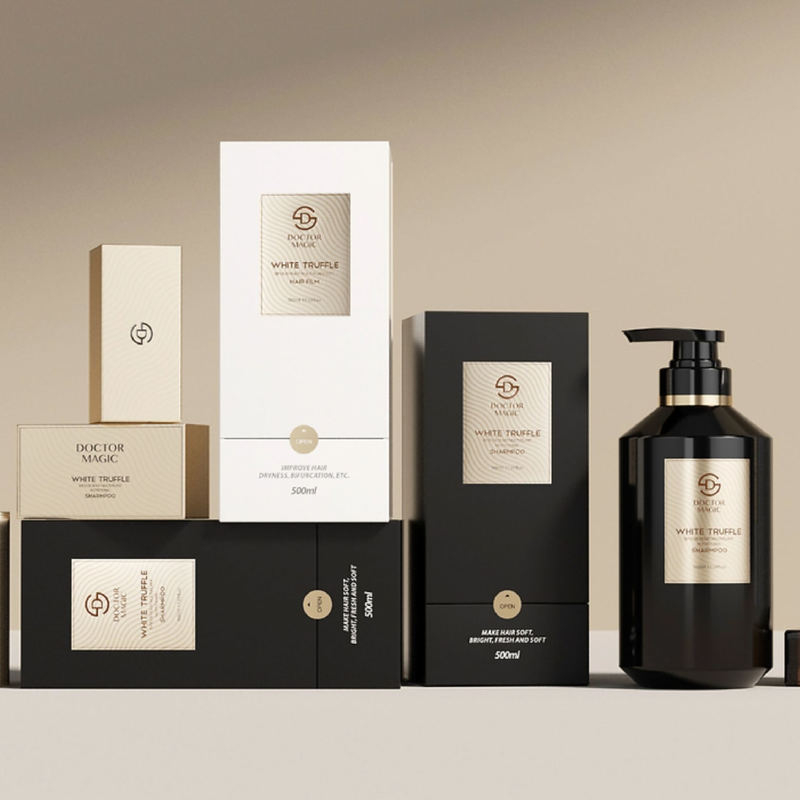 Boîte de parfum rigide à rouleau de 3 bouteilles en or noir, boîte d'emballage cosmétique de luxe avec fermeture magnétique