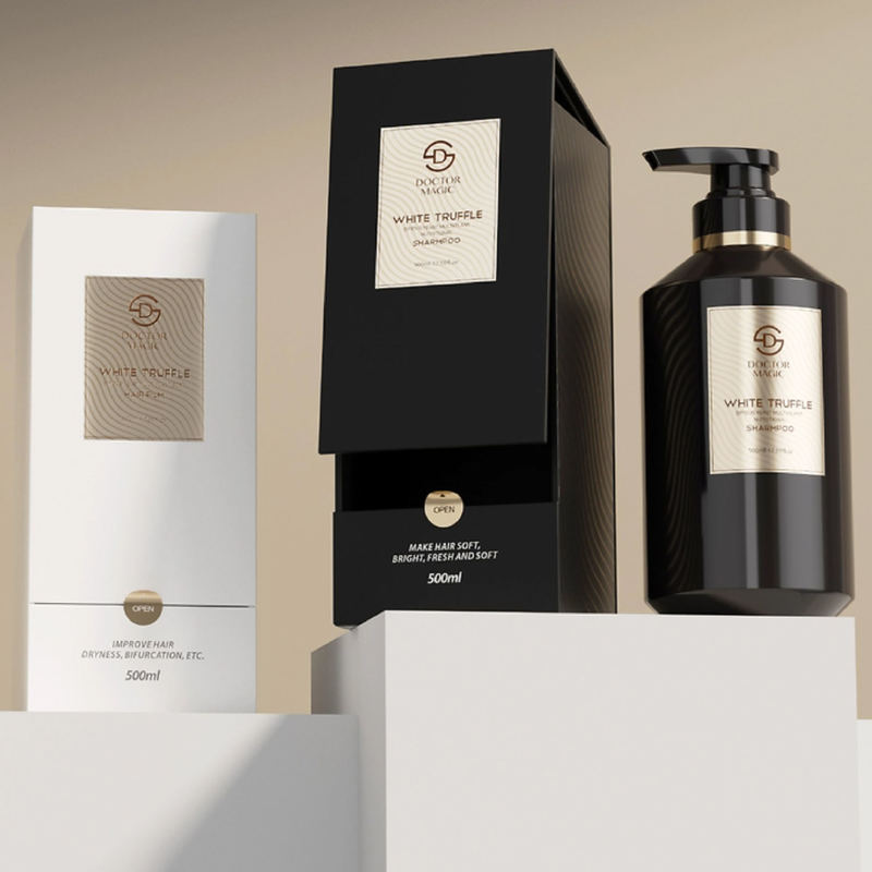 Boîte de parfum rigide à rouleau de 3 bouteilles en or noir, boîte d'emballage cosmétique de luxe avec fermeture magnétique