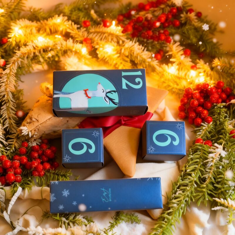 Boîte cadeau en carton de Noël rouge personnalisable avec couvercle et base pour vente en gros et en détail