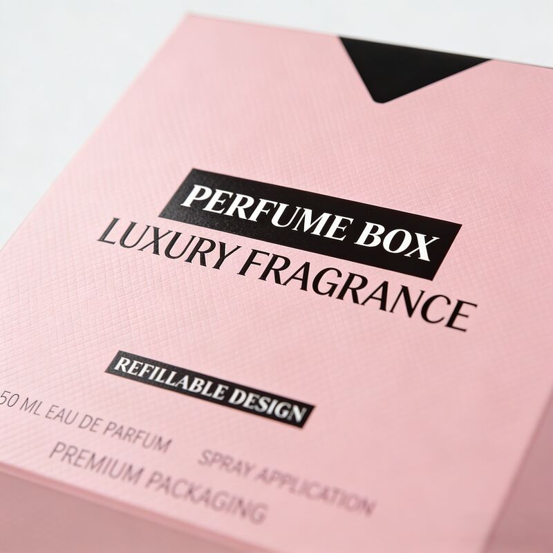 Boîte d'emballage de parfum avec design en V à double fente pour cartes en papier, avec carton rigide de 350, 400 g/m² et impression en quadrichromie, dorure à chaud, UV