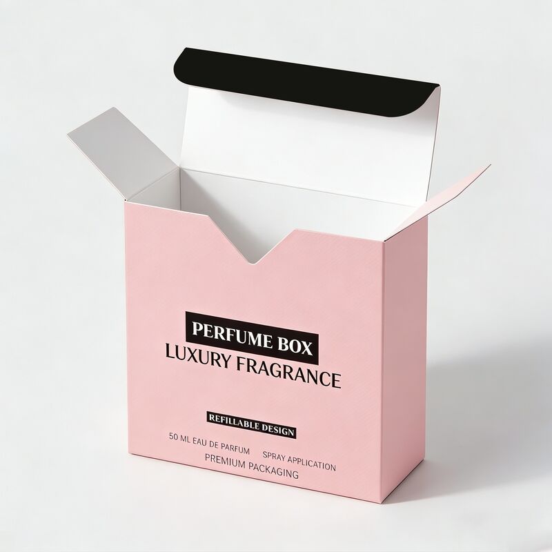 Boîte d'emballage de parfum avec design en V à double fente pour cartes en papier, avec carton rigide de 350, 400 g/m² et impression en quadrichromie, dorure à chaud, UV