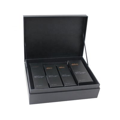 Boîtes cadeaux cosmétiques à couvercle magnétique noir Pour les ensembles de produits de soin de la peau de luxe Emballage