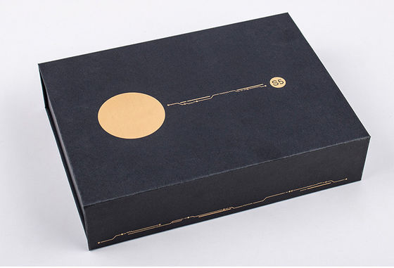 Magnet de boîte cadeau en carton noir avec insert personnalisé pour les bouteilles