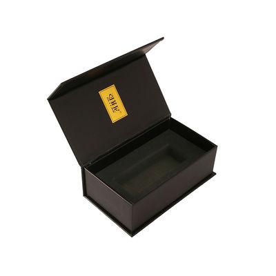 Boîte de luxe de parfum de carton d'or d'emballage rigide noir de parfum