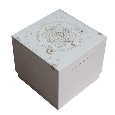 Aluminium d'or de boîte rigide blanche personnalisable de bougie emboutissant l'insertion blanche de mousse