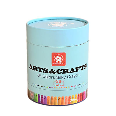 Boîte de rangement ronde bleue faite sur commande de carton avec le couvercle pour le crayon de 48 paquets