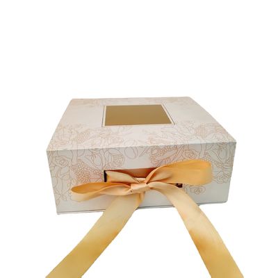 Boîte de gâteau de ruban d'or de papier imperméable avec la catégorie comestible de fenêtre