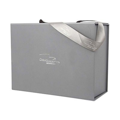 Aluminium fait sur commande se pliant argenté de luxe de boîte-cadeau emboutissant Logo With Ribbon Handle