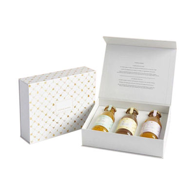 Boîte cadeau blanche Impression personnalisée en couleur rigide pour les huiles essentielles 3 emballages