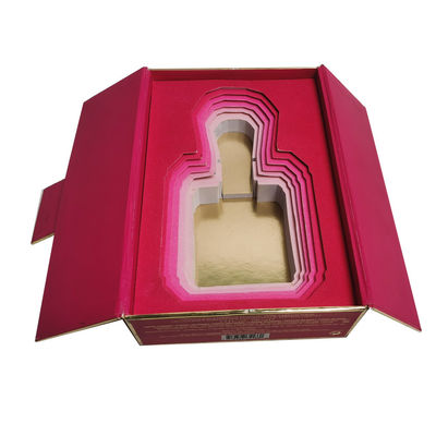 Boîtes d'emballage en carton rose Contenants avec accessoire d'insertion en mousse superposé