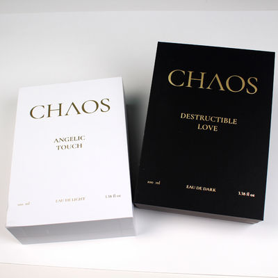 Boîte d'abonnement de parfums vide Noir et blanc avec logo d'estampage en papier
