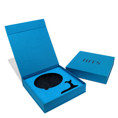 Boîte d'emballage cadeau magnétique bleue faite pour des produits avec mousse et design personnalisé
