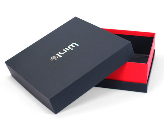 Boîte cadeau magnétique en carton rouge personnalisée avec couvercle noir de luxe en gros