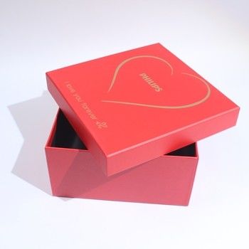 Boîte cadeau en carton rouge de luxe personnalisée avec couvercle et base pour les petites entreprises